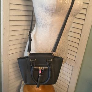 Madison West Mini Satchel Crossbody Bag Purse Gray Gold